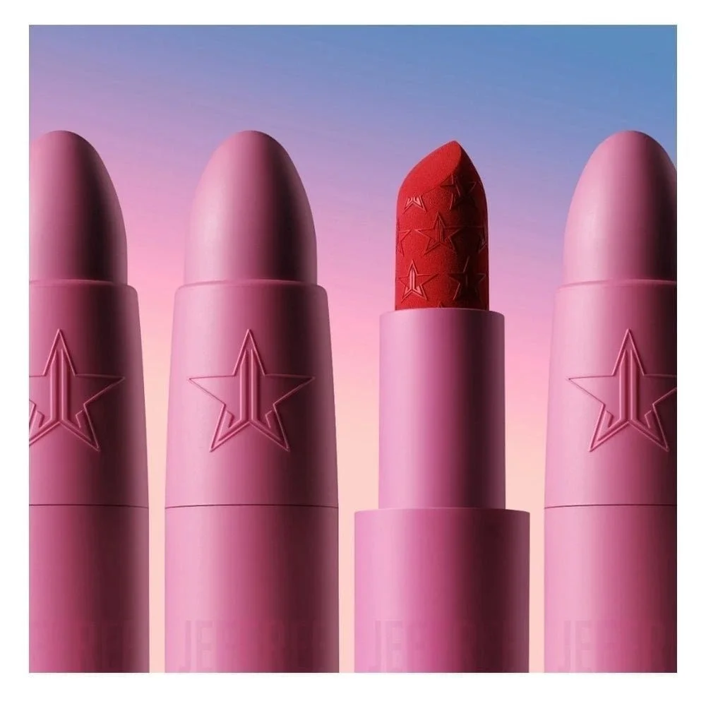 New in Box Jeffree Star Velvet Trap Lipstick in Best Hair Hot Red Orange